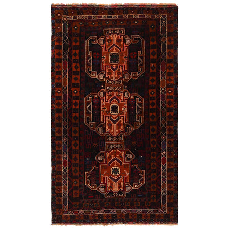 Baluchi Rug Handmade Multi Geometric 4x6 ft