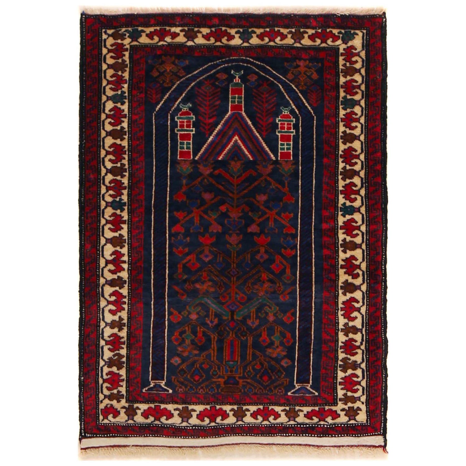 Baluchi Rug Handmade Multi Geometric 2x4 ft