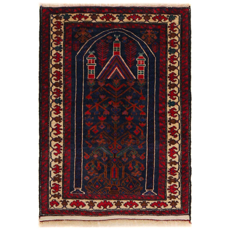 Baluchi Rug Handmade Multi Geometric 2x4 ft