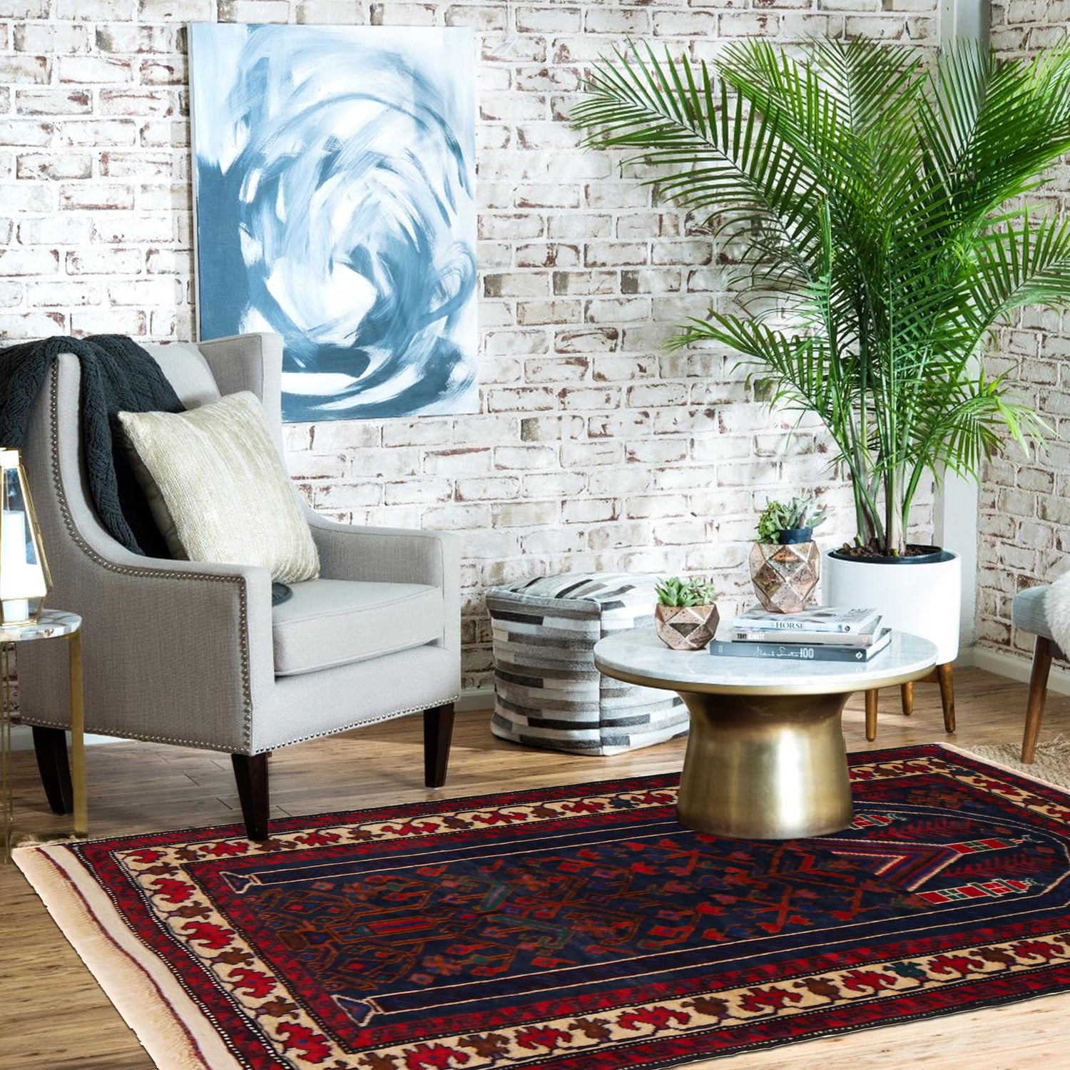 Baluchi Rug Handmade Multi Geometric 2x4 ft