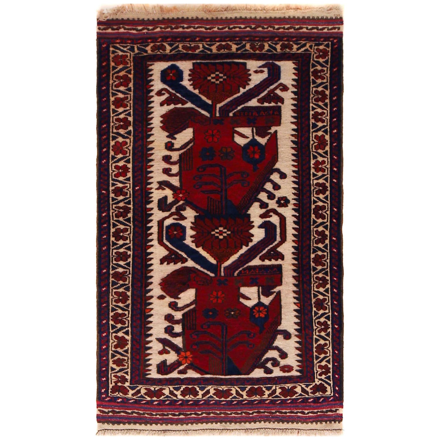 Baluchi Rug Handmade Multi Geometric 2x4 ft