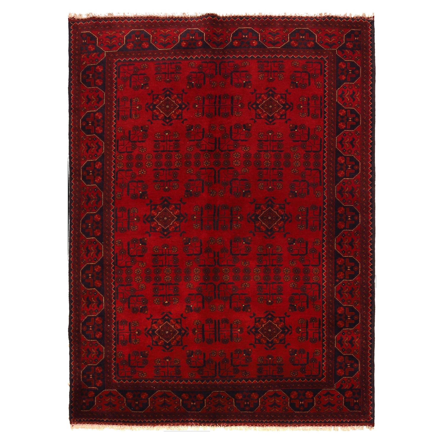 Khal Mohammadi Rug Handmade Red 4x7 ft
