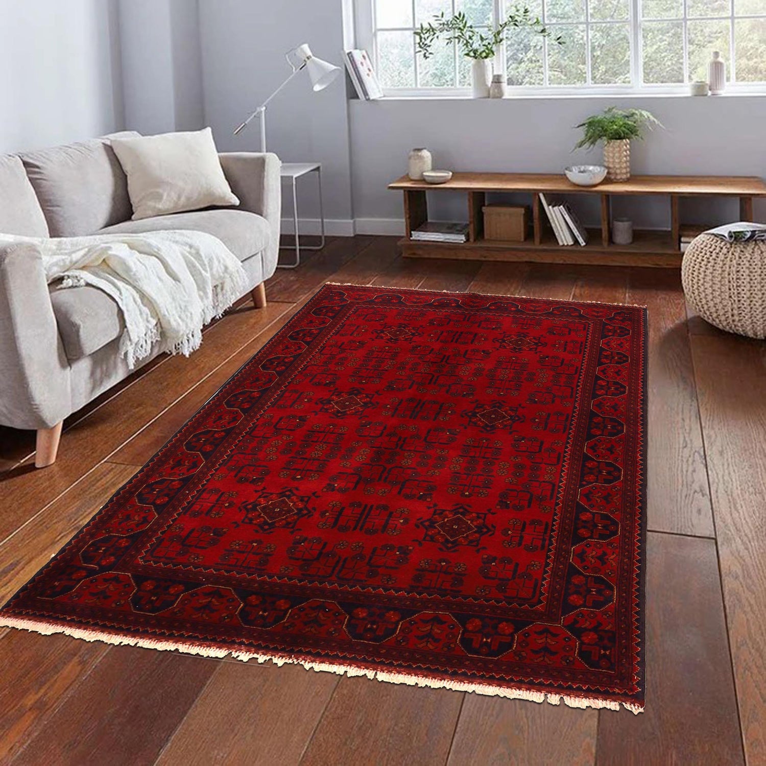 Khal Mohammadi Rug Handmade Red 4x7 ft