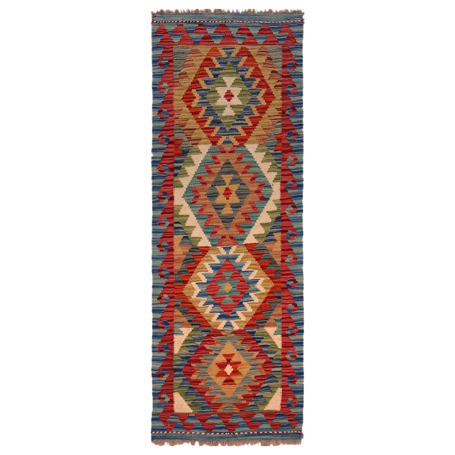 Handmade Multi Kilim Geometric 5' Runner