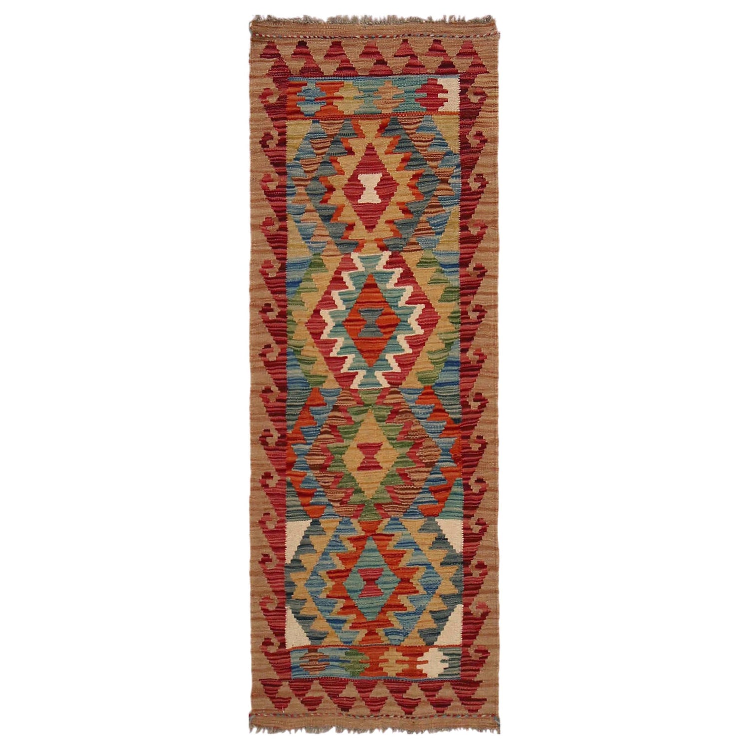 Handmade Multi Kilim Geometric 5' Runner