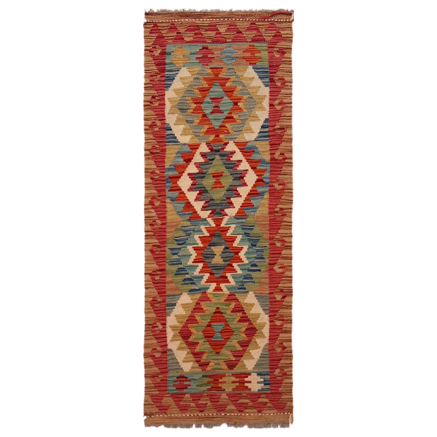 Handmade Multi Kilim Geometric 5' Runner