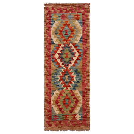 Handmade Multi Kilim Geometric 5' Runner