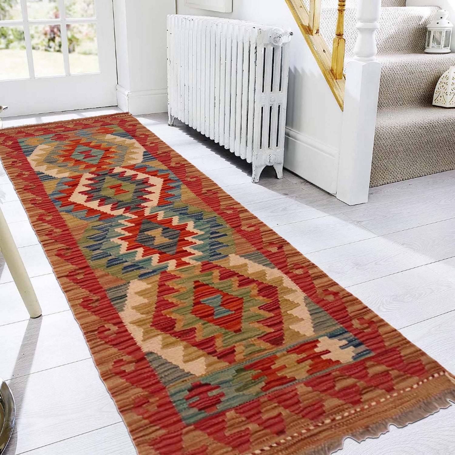 Handmade Multi Kilim Geometric 5' Runner
