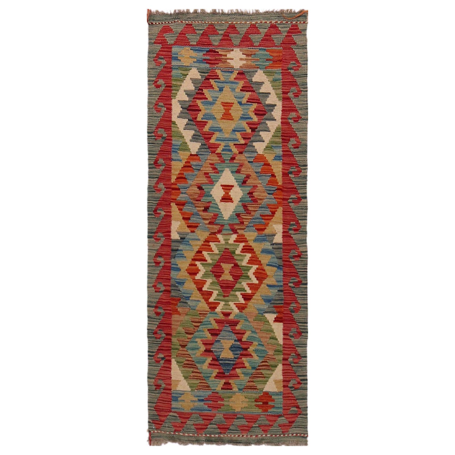 Handmade Multi Kilim Geometric 5' Runner