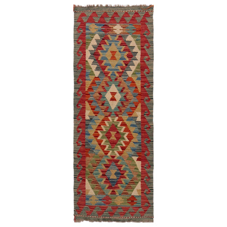 Handmade Multi Kilim Geometric 5' Runner
