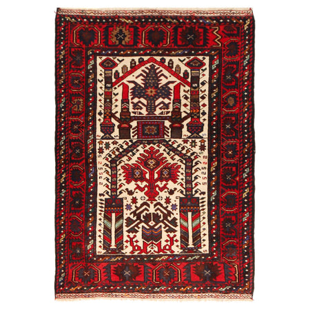 Baluchi Rug Handmade Multi Prayer Design 3x5 ft