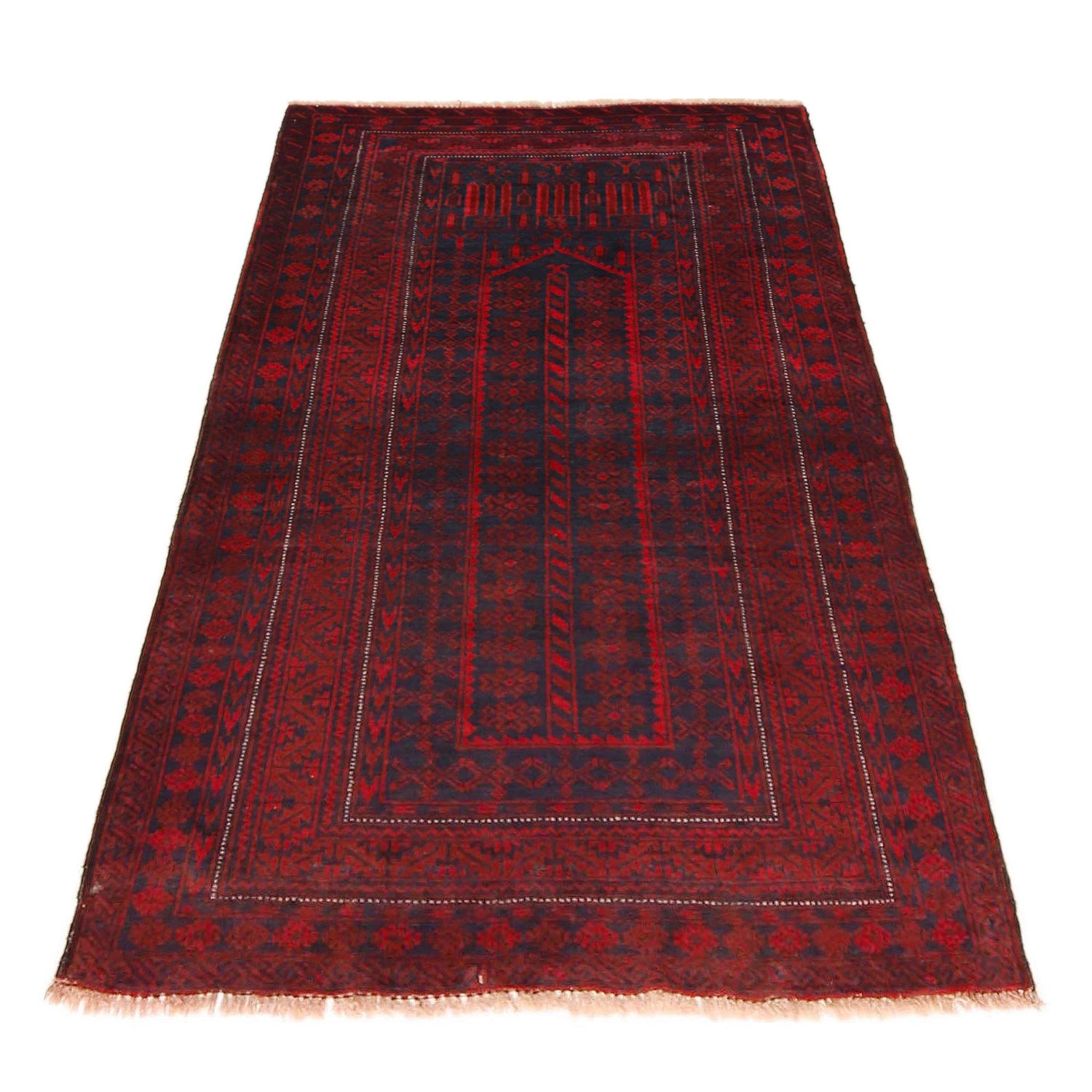 Baluchi Rug Handmade Red Prayer Design 3x5 ft
