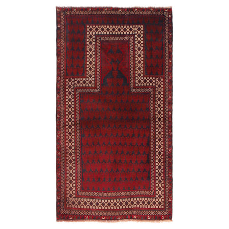 Baluchi Rug Handmade Red Prayer Design 3x5 ft