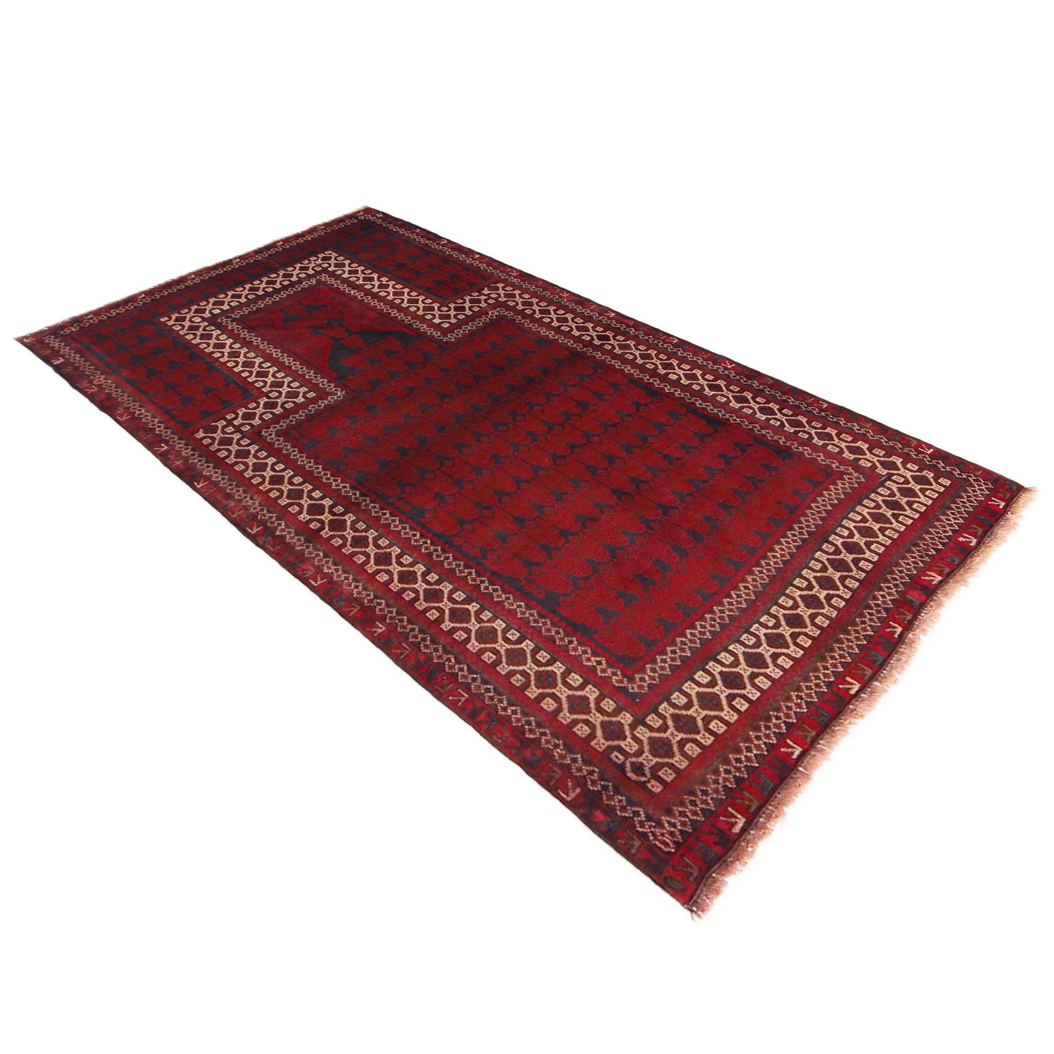 Baluchi Rug Handmade Red Prayer Design 3x5 ft
