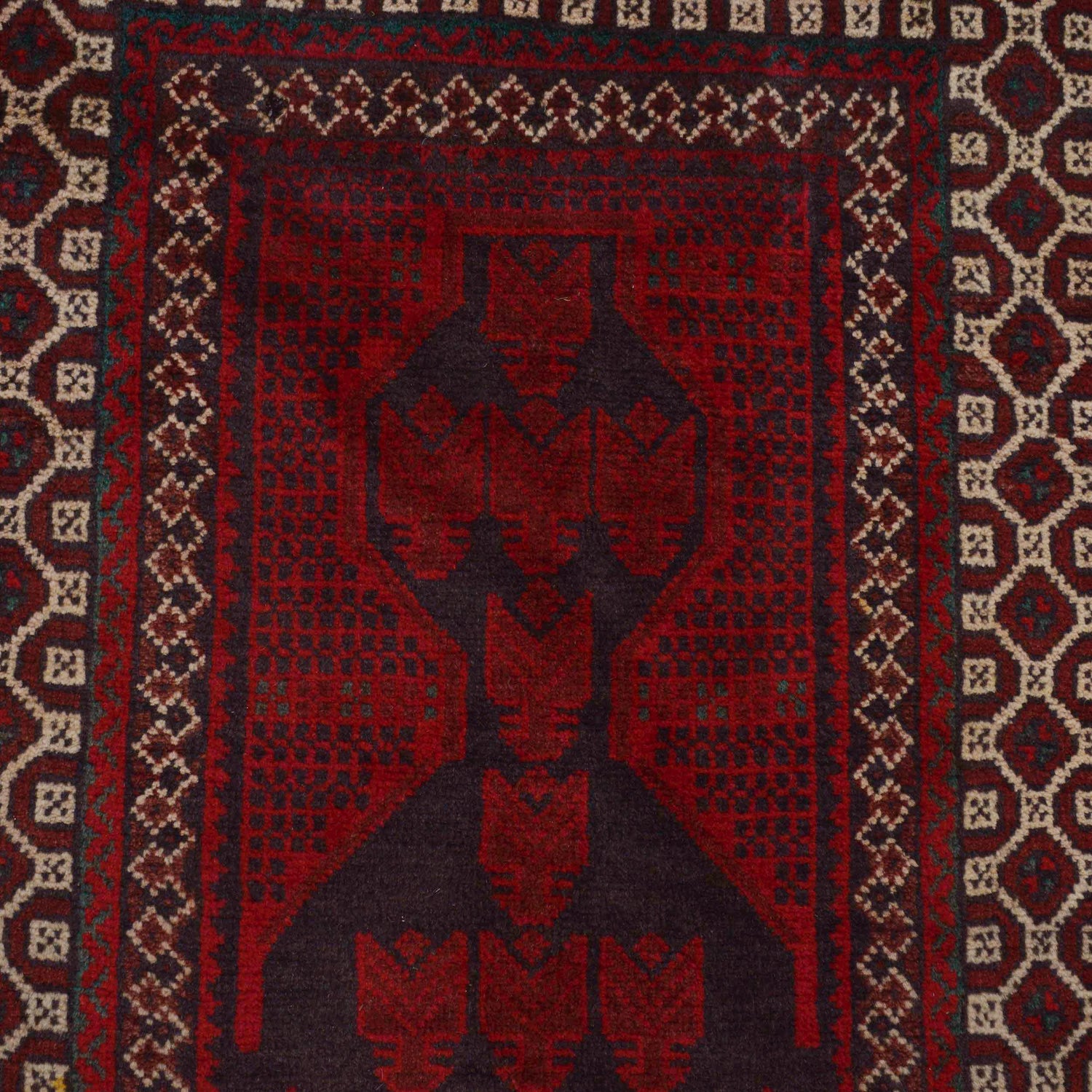 Baluchi Rug Handmade Red Prayer Design 3x5 ft