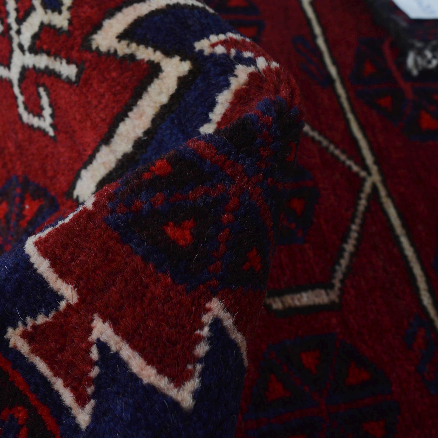 Baluchi Rug Handmade Red Geometric 3x5 ft