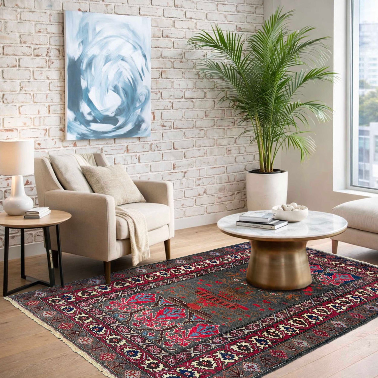 Baluchi Rug Handmade Multi Geometric 3x5 ft