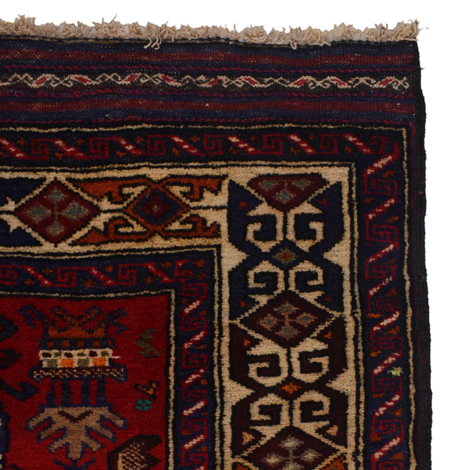 Baluchi Rug Handmade Red Geometric 2x4 ft