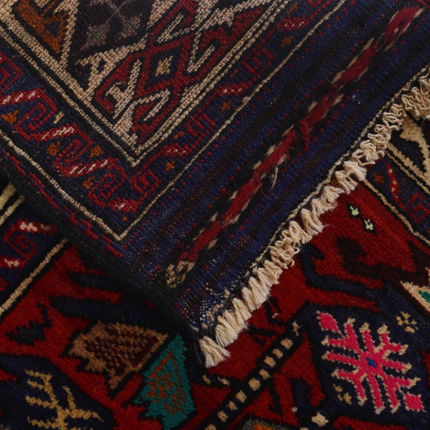 Baluchi Rug Handmade Red Geometric 2x4 ft