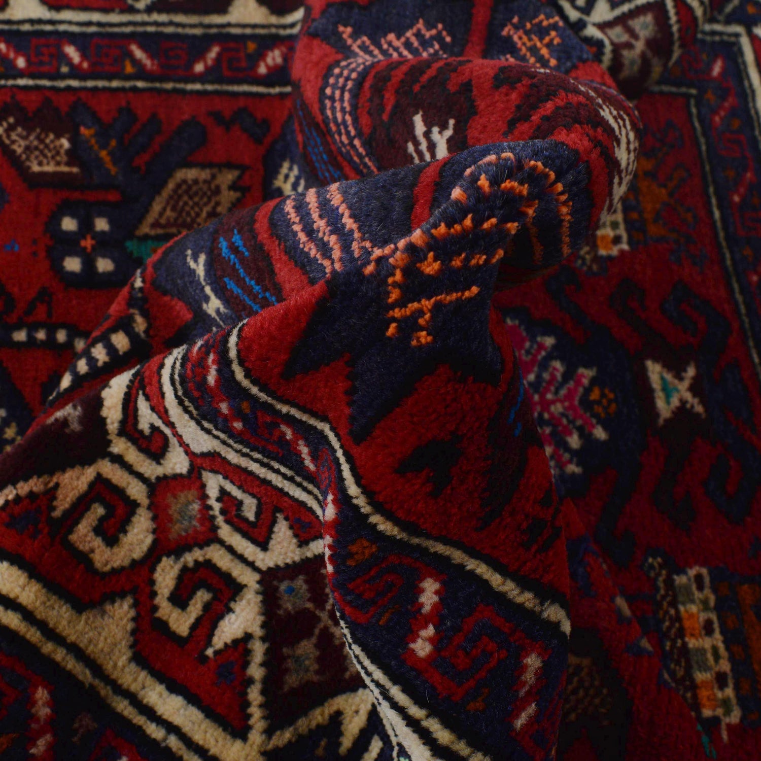 Baluchi Rug Handmade Red Geometric 2x4 ft