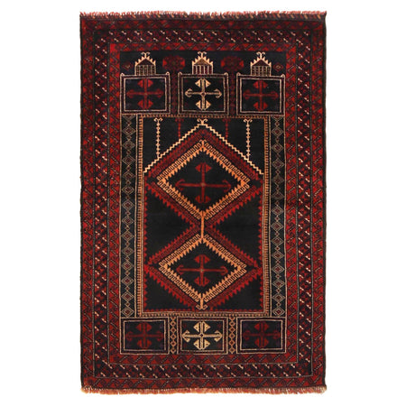 Baluchi Rug Handmade Multi Prayer Design 3x5 ft