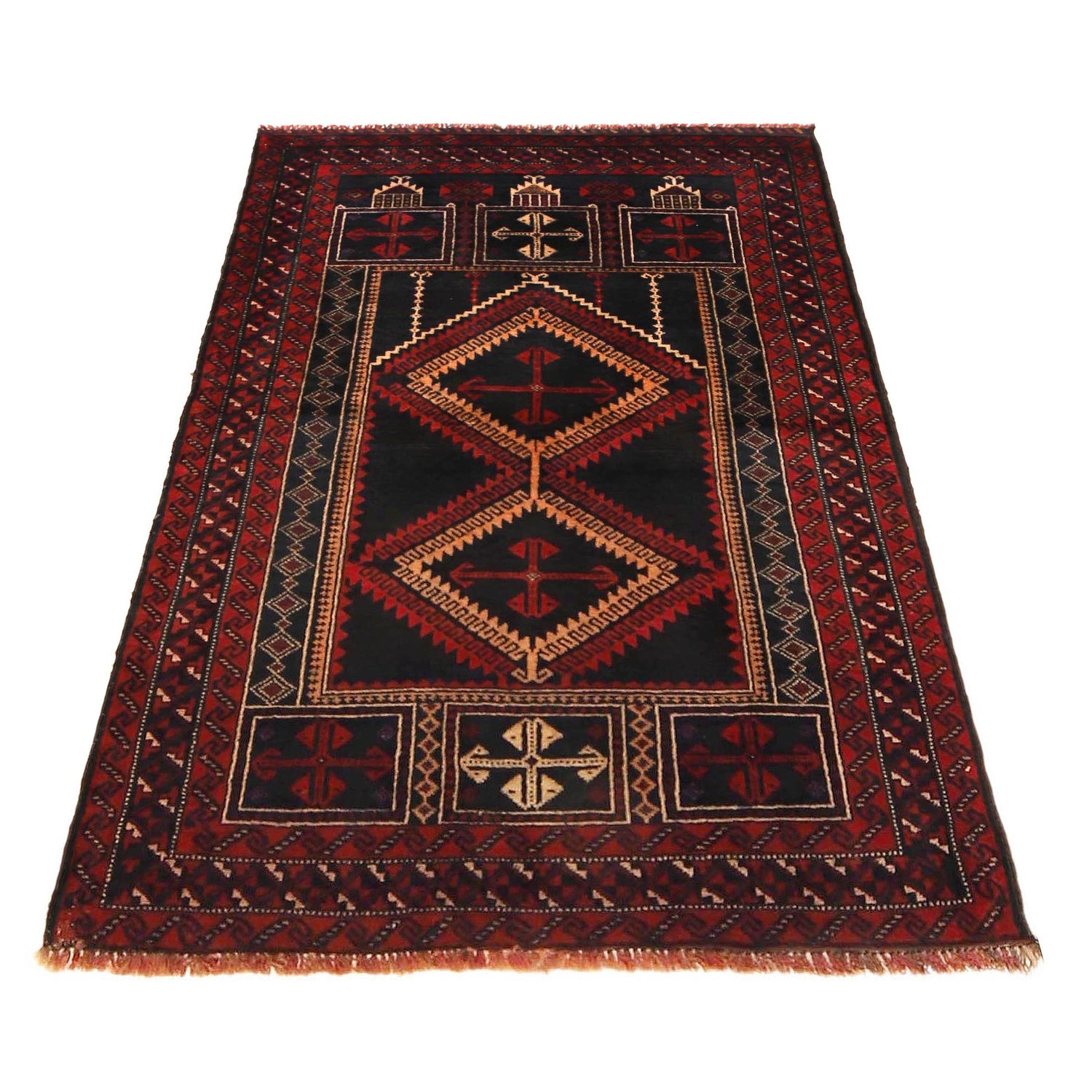 Baluchi Rug Handmade Multi Prayer Design 3x5 ft