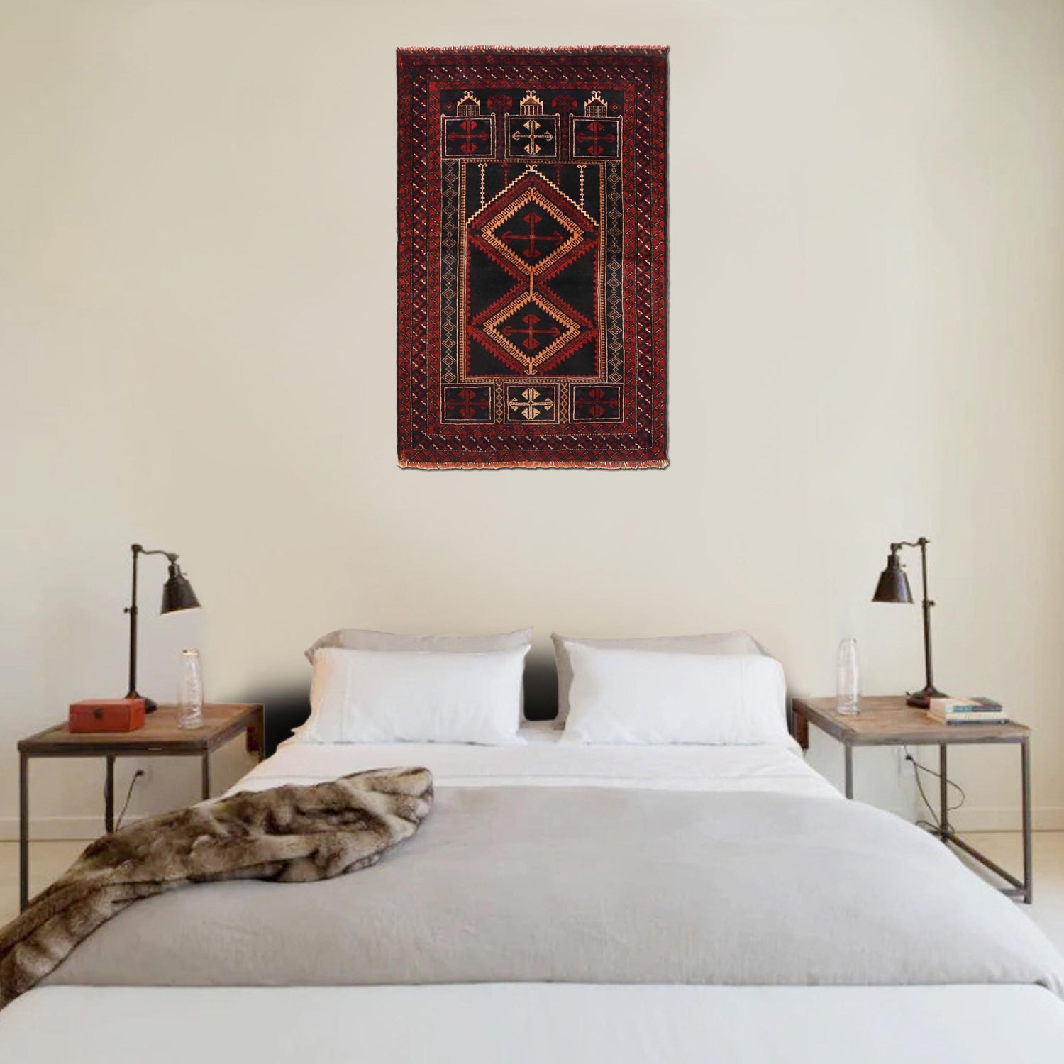 Baluchi Rug Handmade Multi Prayer Design 3x5 ft