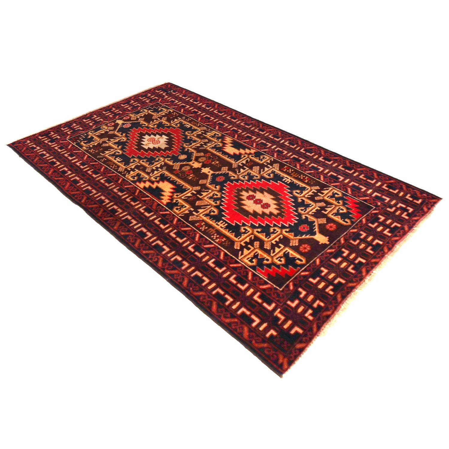 Baluchi Rug Handmade Multi Geometric 3x5 ft