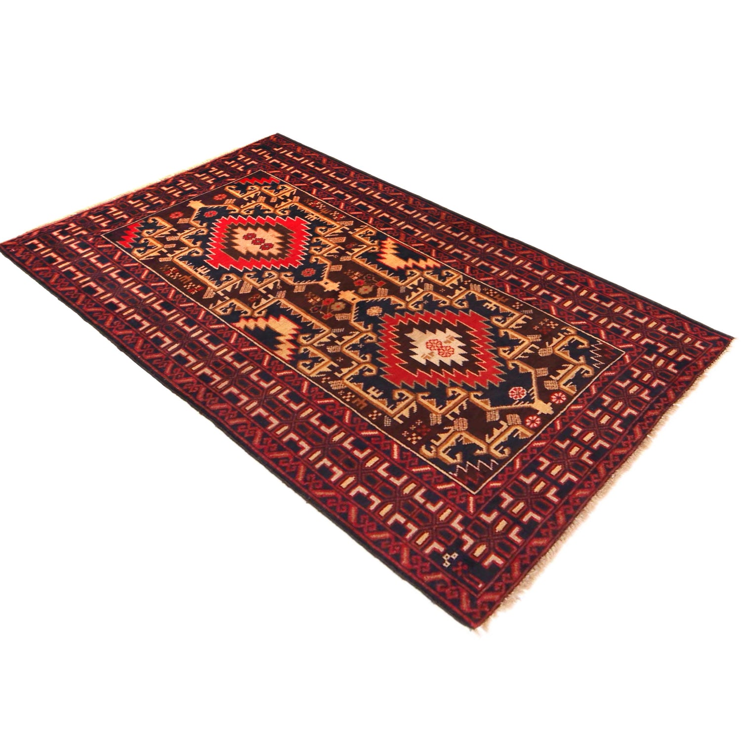 Baluchi Rug Handmade Multi Geometric 3x5 ft