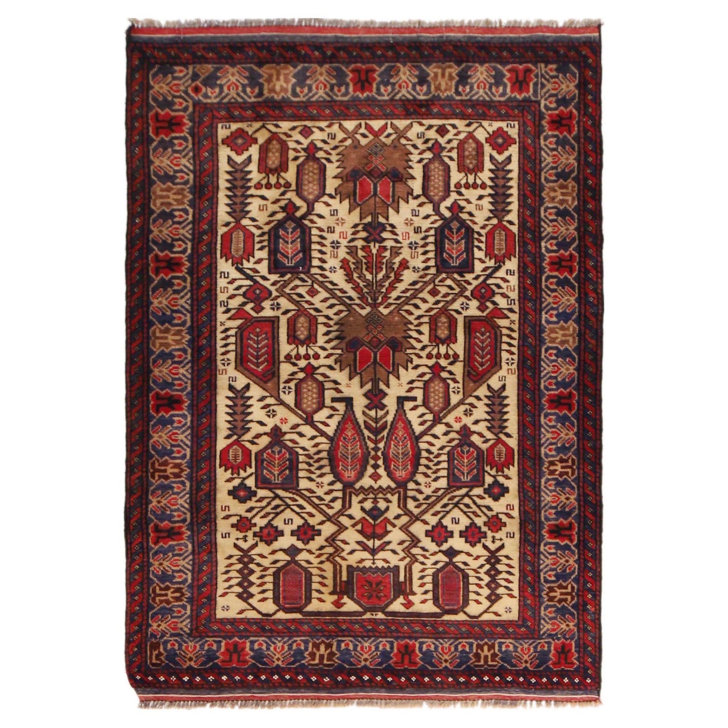 Baluchi Rug Handmade Multi Geometric 3x5 ft