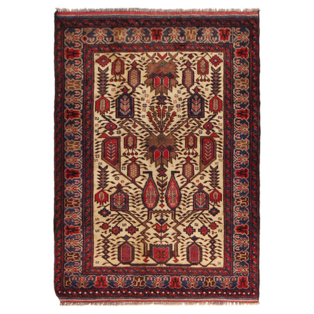 Baluchi Rug Handmade Multi Geometric 3x5 ft