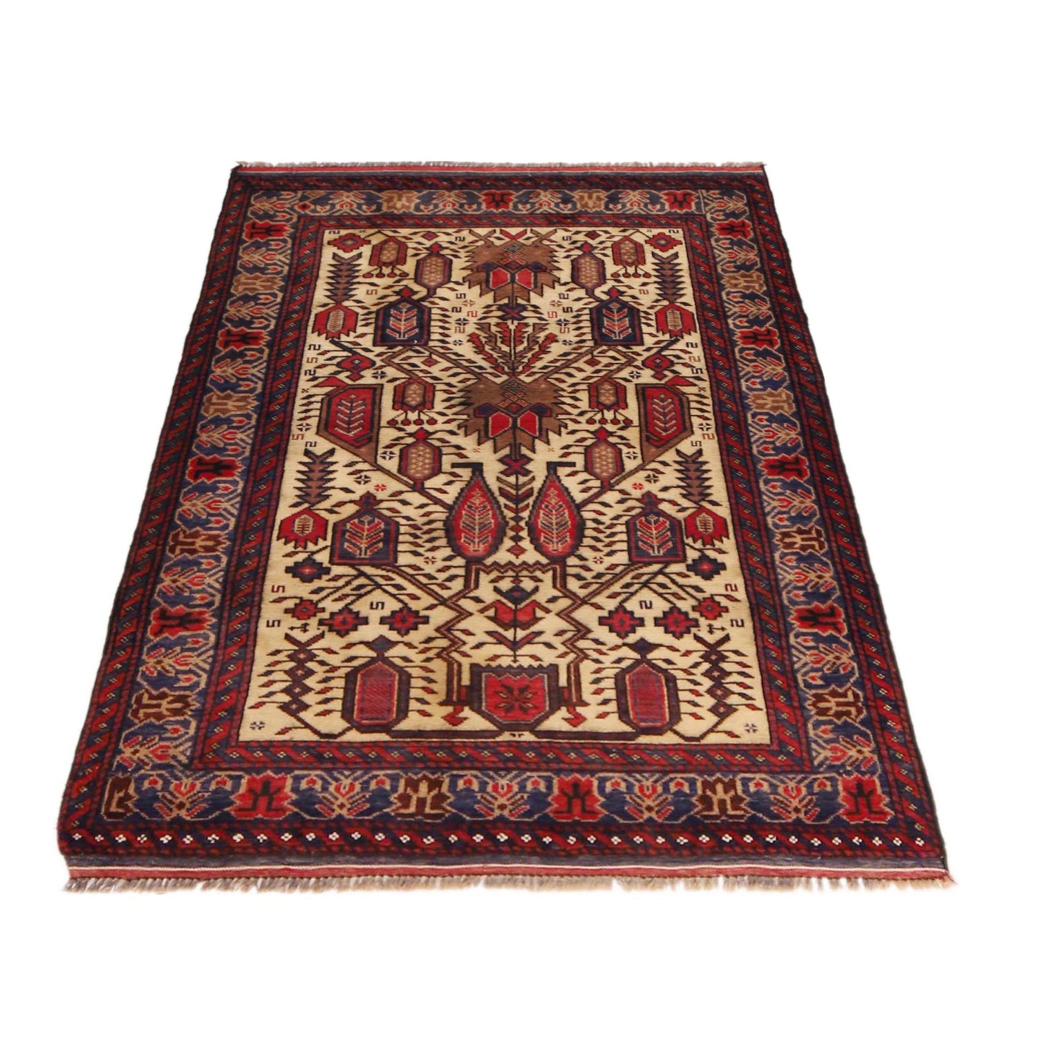 Baluchi Rug Handmade Multi Geometric 3x5 ft