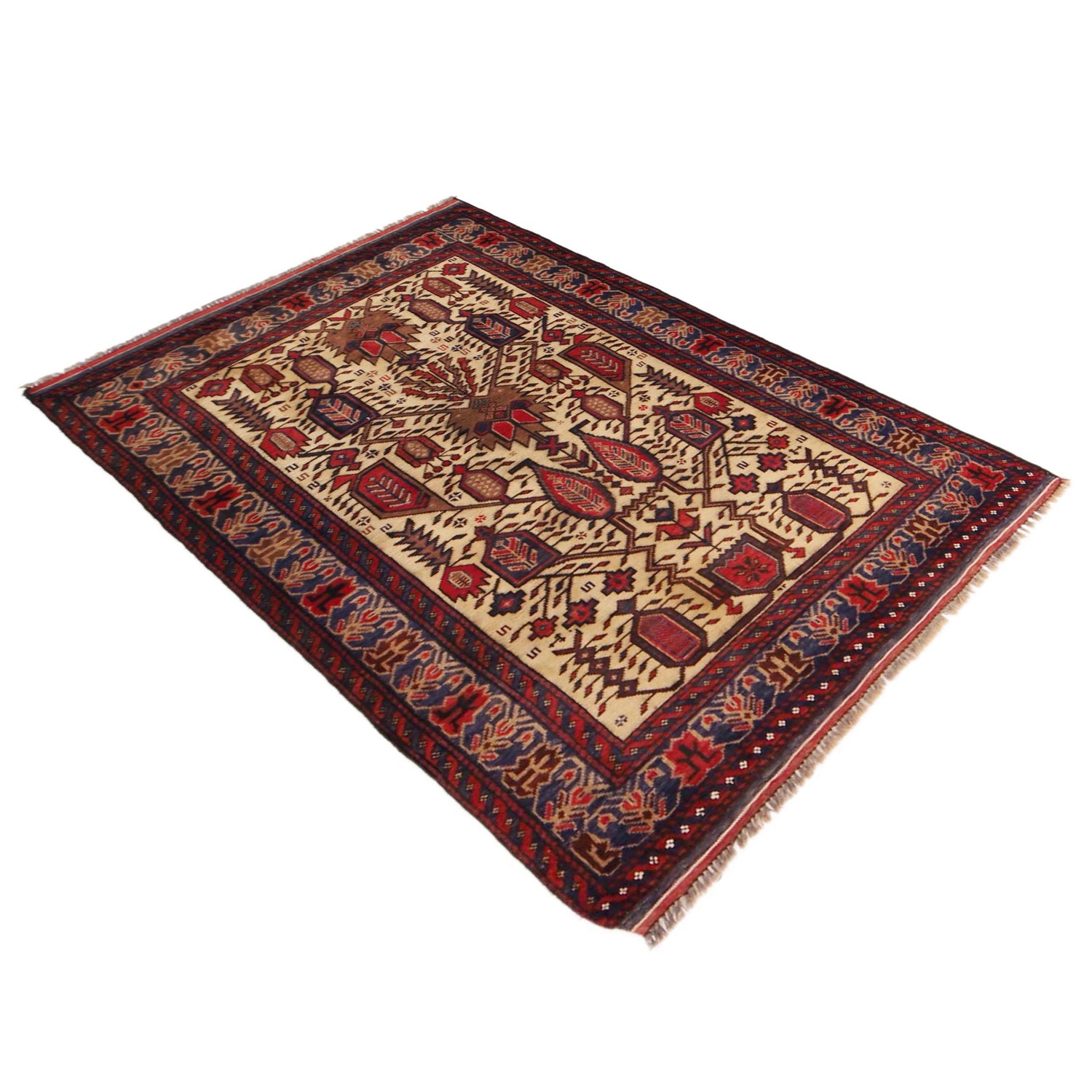 Baluchi Rug Handmade Multi Geometric 3x5 ft