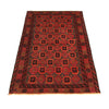 Baluchi Rug Handmade Red Geometric 3x5 ft