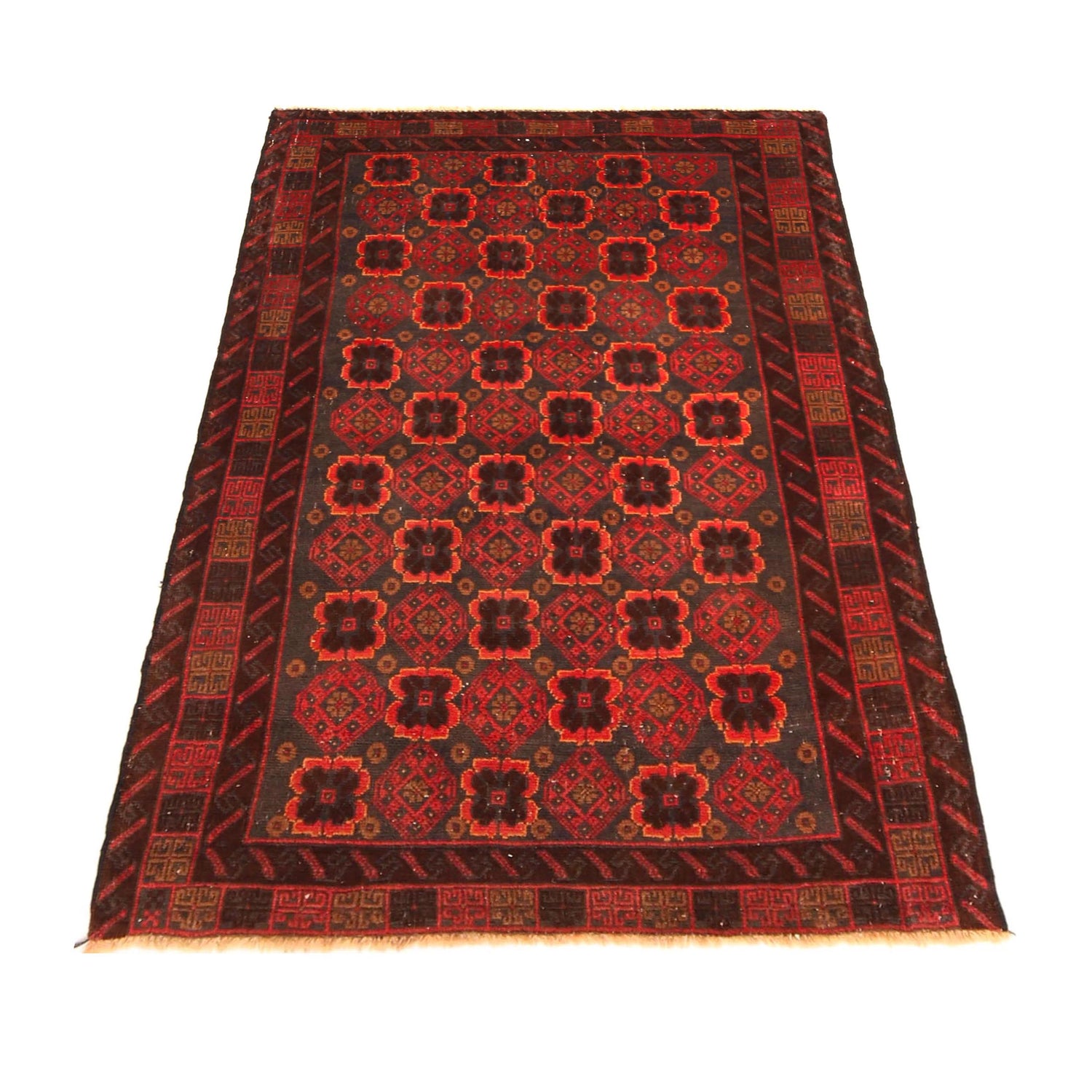 Baluchi Rug Handmade Red Geometric 3x5 ft