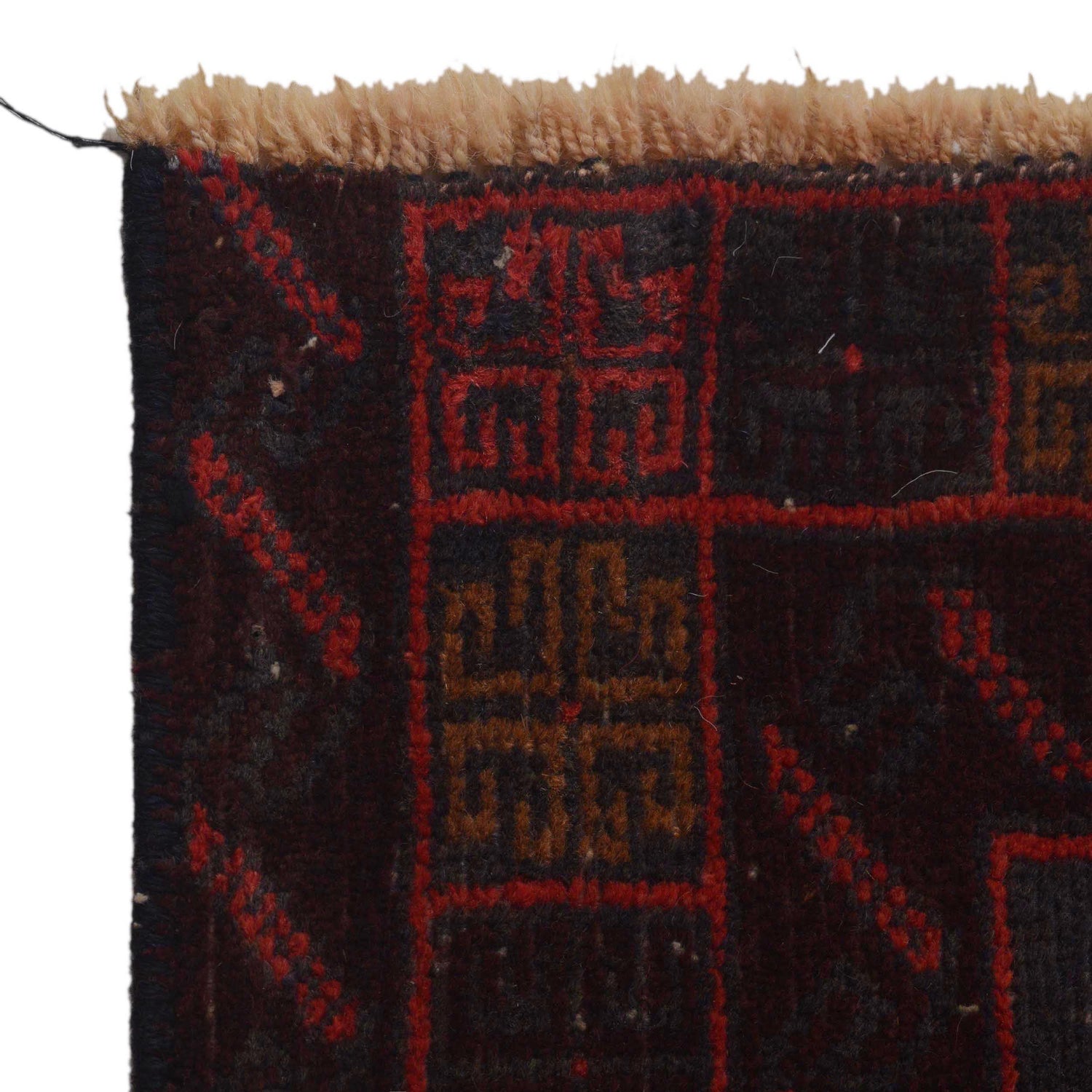 Baluchi Rug Handmade Red Geometric 3x5 ft