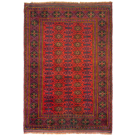 Baluchi Rug Handmade Red Geometric 2x4 ft