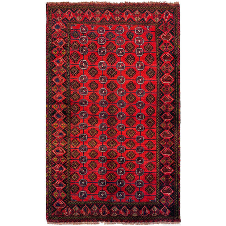 Baluchi Rug Handmade Red Floral 4x6 ft