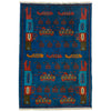War Area Rug Handmade Blue Tank + Helicopter + Grenade 2x4
