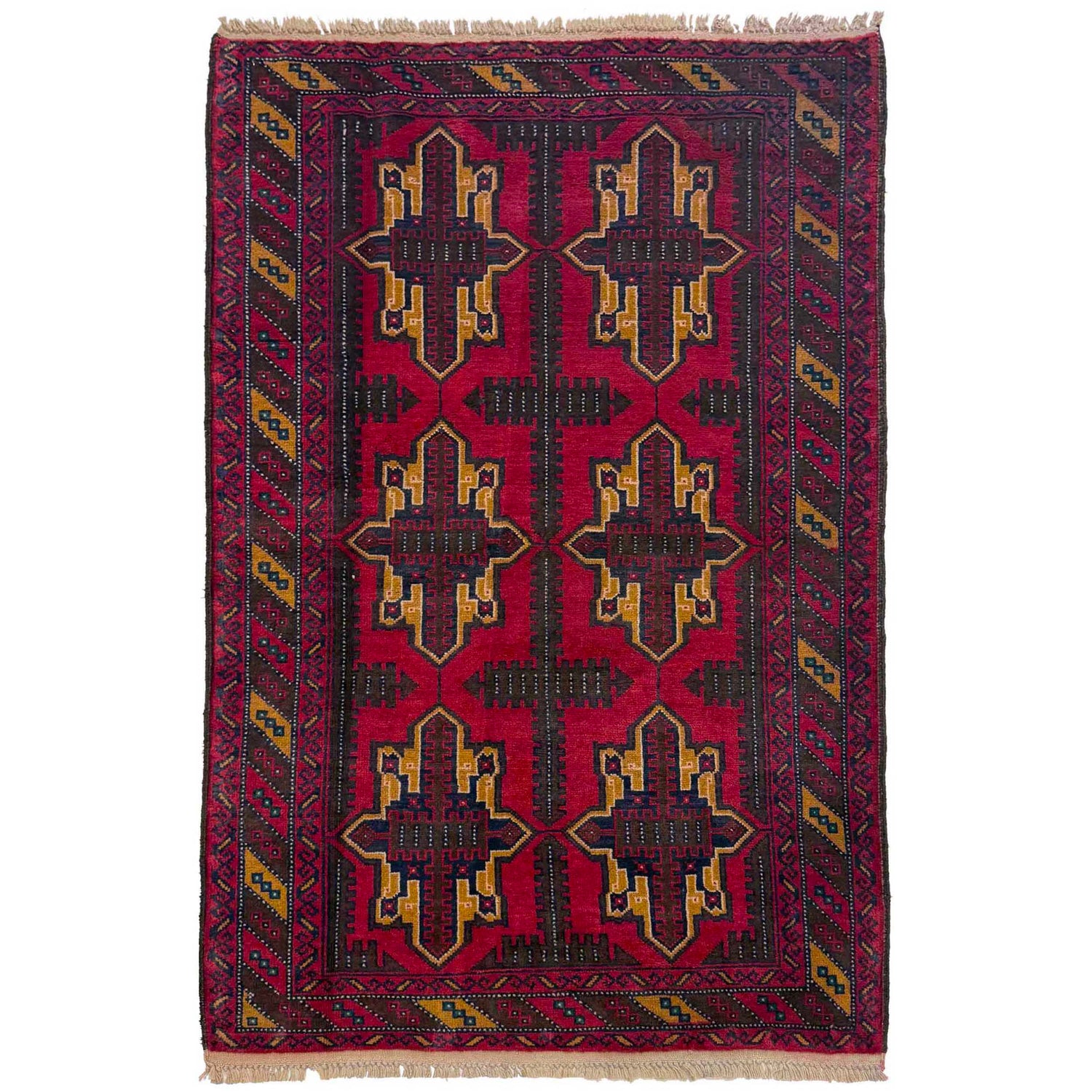 Baluchi Rug Handmade Multi Geometric 3x5 ft