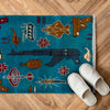 War Area Rug Handmade Blue Tank + Helicopter + Riffle 2 x 3