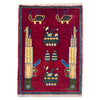 War Area Rug Handmade Red Tank + Helicopter + Grenade 2 x 3