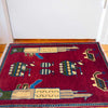 War Area Rug Handmade Red Tank + Helicopter + Grenade 2 x 3