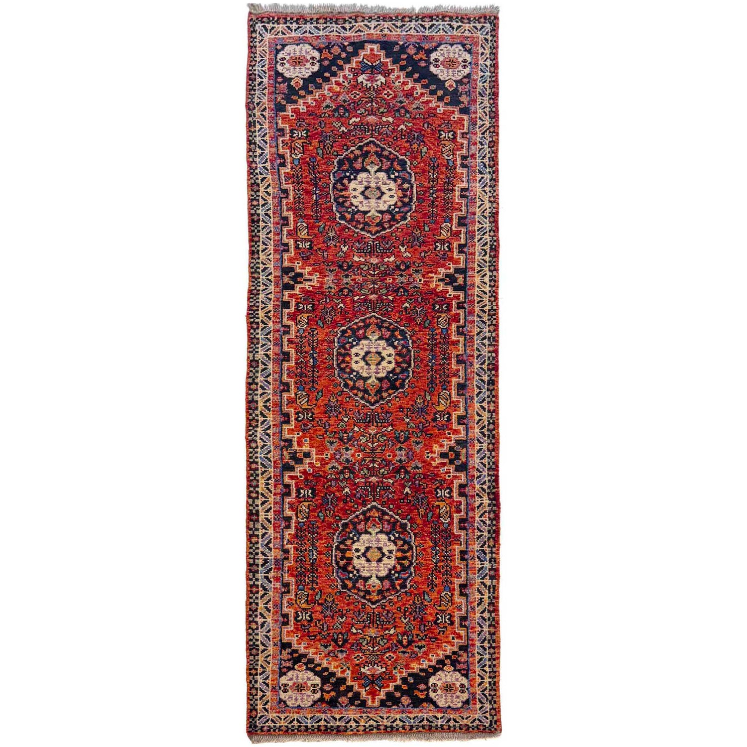 Shirazi Runner Rug Handmade Multi Medallion 10' Runner