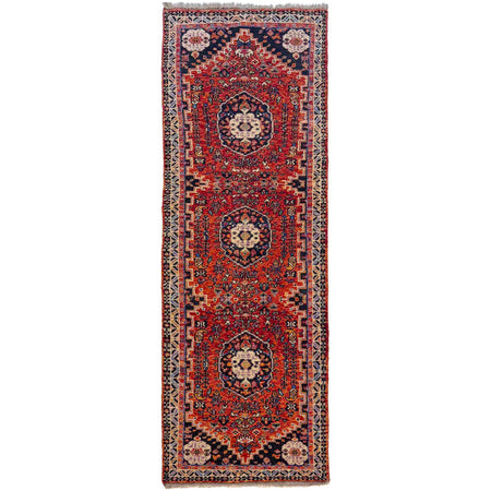 Shirazi Runner Rug Handmade Multi Medallion 10' Runner