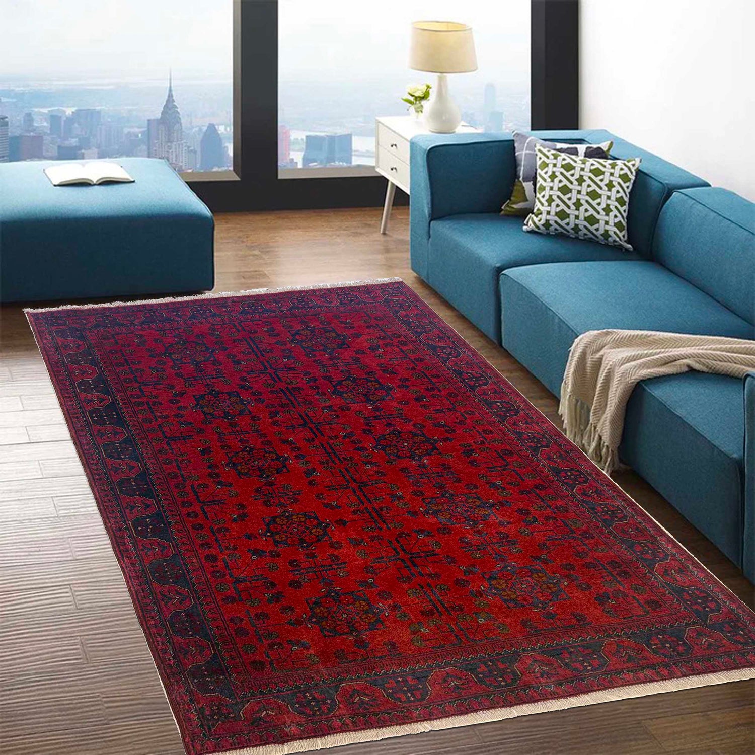 Khal Mohammadi Rug Handmade Red 4x7 ft