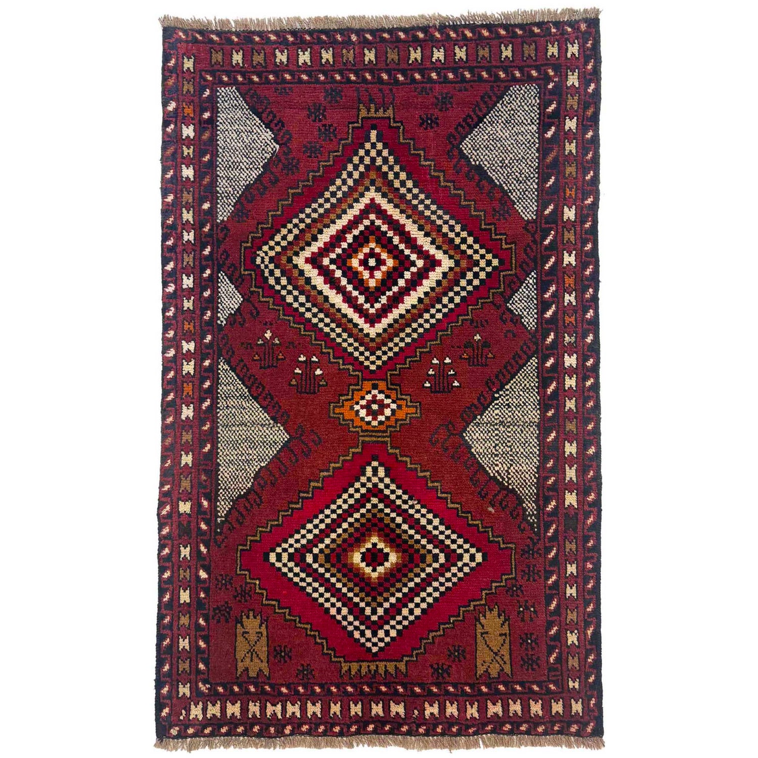 Baluchi Rug Handmade Multi Geometric 2x4 ft