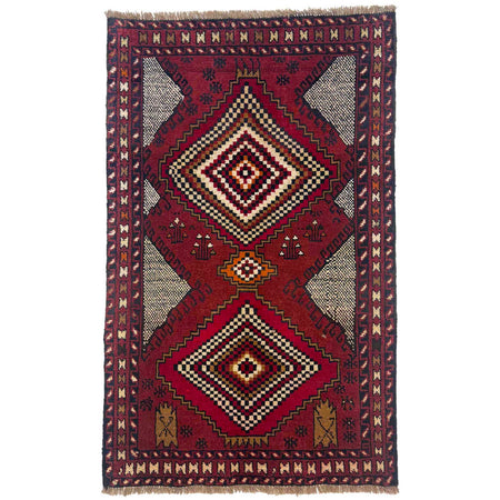 Baluchi Rug Handmade Multi Geometric 2x4 ft