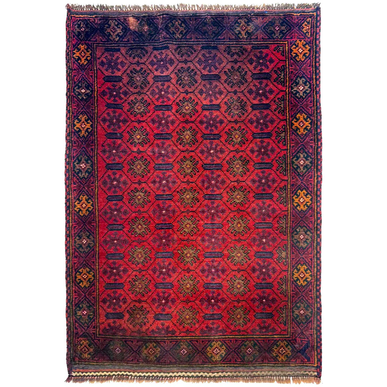 Baluchi Rug Handmade Red Geometric 2x4 ft