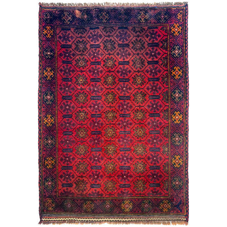 Baluchi Rug Handmade Red Geometric 2x4 ft